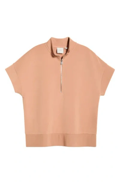 Varley Ritchie Short Sleeve Half Zip In Brown