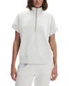 Varley Fulton Short-sleeve Half-zip Cropped Pullover Top In White