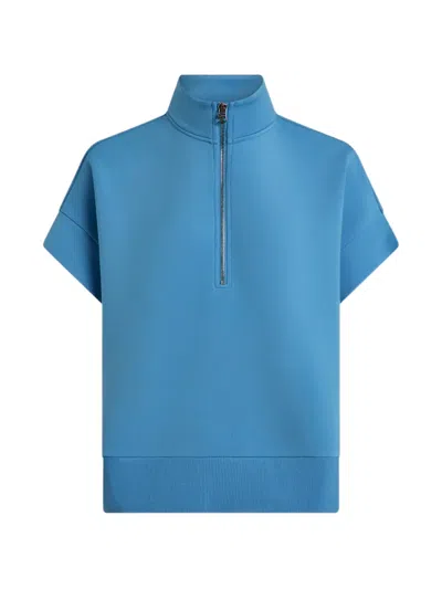 Varley Ritchie Short-sleeve Quarter-zip Sweatshirt In Blue