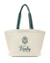 Varley Robinson Canvas Club Tote Bag In Ivory/forest