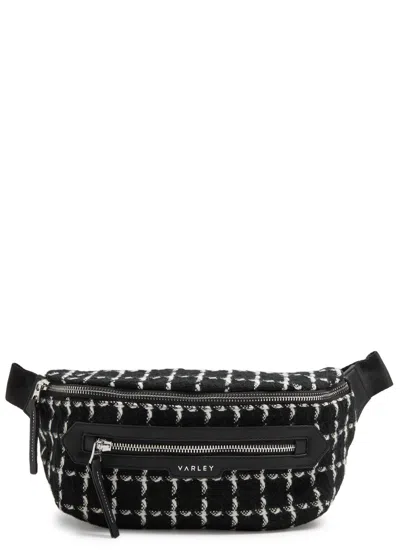 Varley Roby Checked Wool-blend Belt Bag In Black