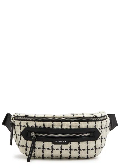 Varley Roby Checked Wool-blend Belt Bag In Cream