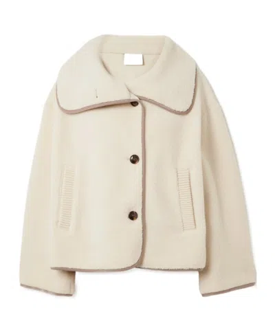 Varley Romane Jersey-trimmed Fleece Jacket In White