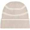 Varley Womens Ronan Stitch Stripe Knitted Beanie Hat Silver Birch In Neutral
