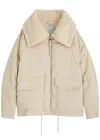 Varley Roseville Faux Shearling-trimmed Faux Nubuck Down Jacket In Cream