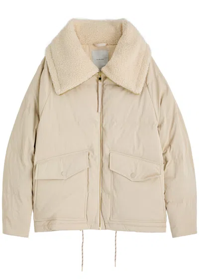 Varley Roseville Faux Shearling-trimmed Faux Nubuck Down Jacket In Cream