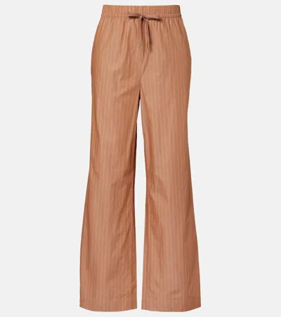 Varley Rowan Pinstripe Cotton Straight Pants In Brown