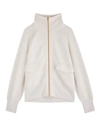 Varley Roxbury Stretch-jersey Sweatshirt In Ivory