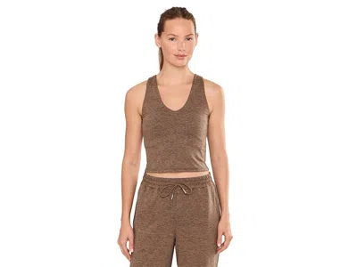 Varley Ruby Cropped Tank Top Women's Clothing Teak Olive Marl: Lg In Brown