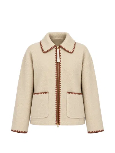 Varley Ruiko Whipstitch-trim Jacket In Neutral