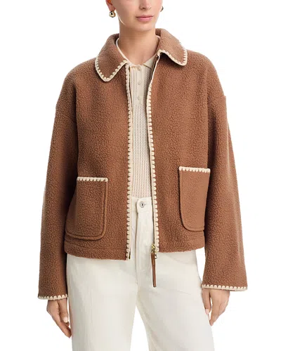 Varley Ruiko Zip Through Fleece Jacket In Brown