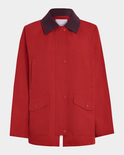 Varley Rylan Corduroy-collar Rain Jacket In Red