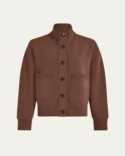 Varley Sabrina Button-front Sweatshirt In Brown