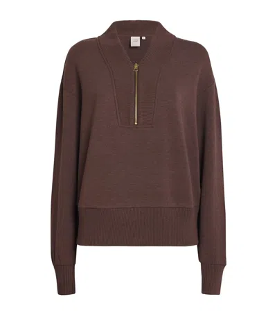 Varley Sally Half Zip Sweatshirt Coffee Bean Marl In Brown
