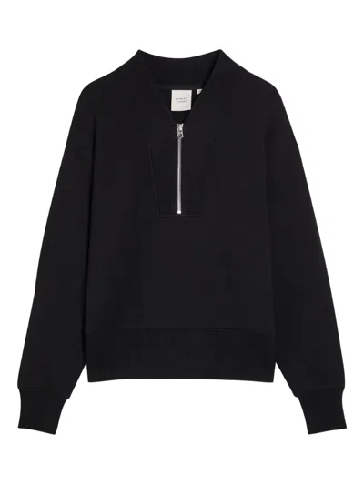 Varley Sally Zip V-neck Sweater In Black