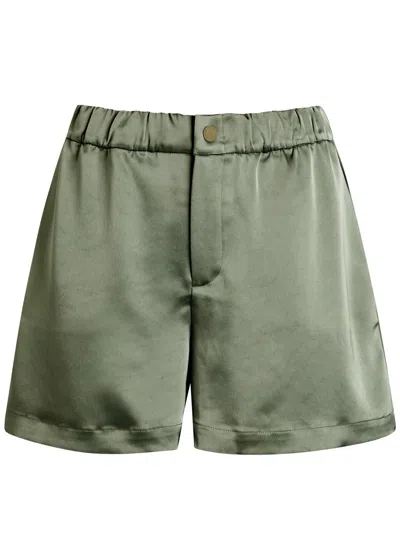 Varley Sarka High Rise Satin Shorts In Green