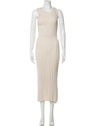 Pre-owned Varley Scoop Neck Long Dress In Neutral