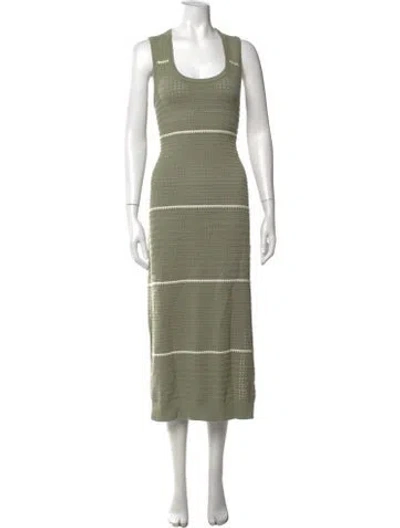 Pre-owned Varley Scoop Neck Midi Length Dress In Green