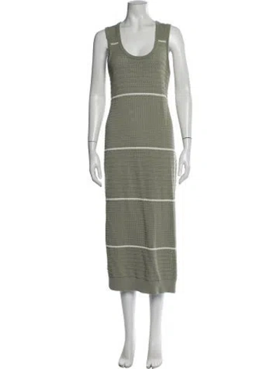 Pre-owned Varley Scoop Neck Midi Length Dress In Green