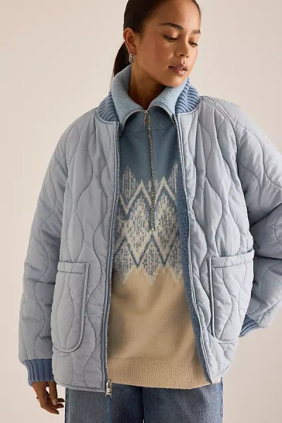 Varley Serina Reversible Quilt Jacket In Blue