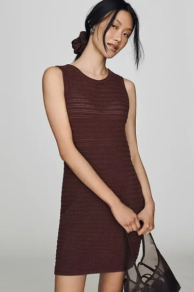 Varley Shane Knit Cotton Mini Dress In Brown