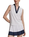 Varley Shelby Sleeveless Performance Top In White/blue Nights