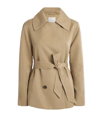 Varley Short Maddox Trench Coat In Beige