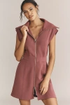 Varley Short-sleeve Front-zip Mini Dress In Pink