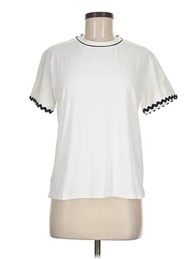 Pre-owned Varley Short Sleeve Top White Mock Neckline Tops