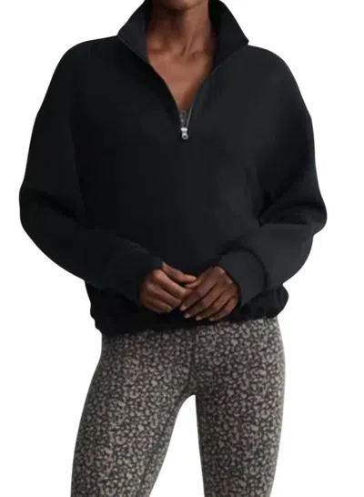 Varley Sian Cropped Half-zip Midlayer In Black