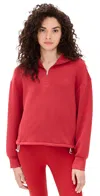 Varley Sian Cropped Half Zip Midlayer Lava Falls In Red