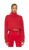 Varley Sian Cropped Half Zip Midlayer In Red