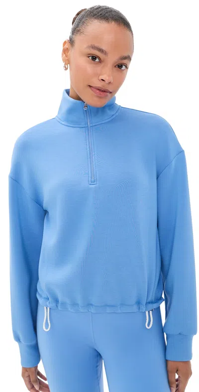 Varley Sian Cropped Half Zip Sweatshirt Marina In Blue