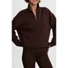 Varley Sian Spacer Half Zip Pullover In Brown