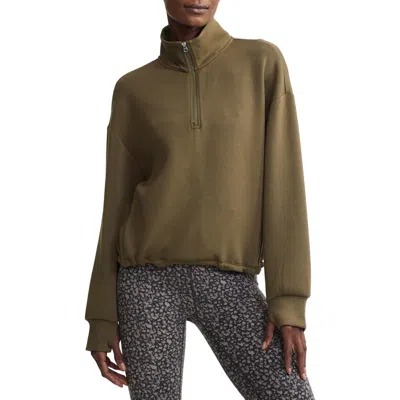 Varley Sian Spacer Half Zip Pullover In Dark Olive