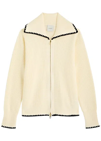 Varley Sibley Waffle-knit Jacket In Cream
