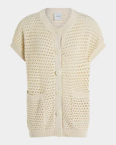 Varley Sidra Oversized Pointelle-knit Cardigan Sweater Vest In White