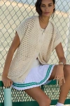 Varley Sidra Oversized Pointelle-knit Cardigan Sweater Vest In White