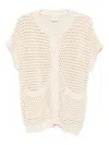 Varley Sidra Oversized Pointelle-knit Cardigan Sweater Vest In Neutral