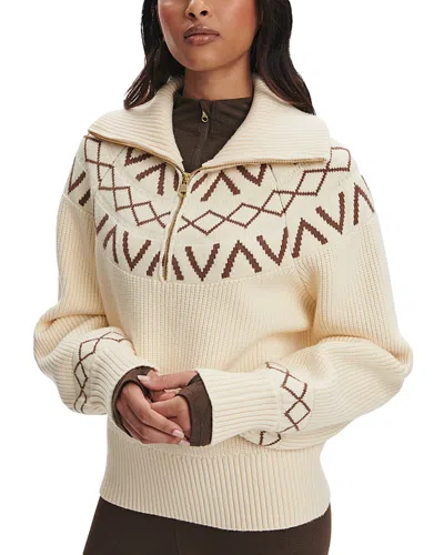 Varley Sigrid Fair Isle Half Zip Sweater In Neutral
