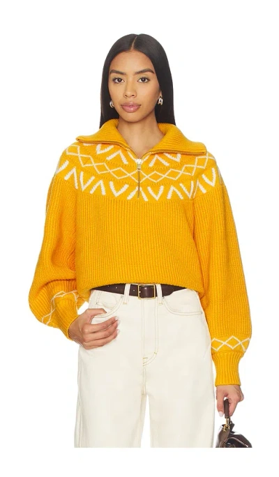 VARLEY SIGRID FAIRISLE HALF ZIP KNIT SWEATER