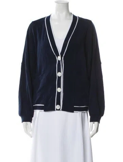 Pre-owned Varley Silk Bomber Jacket In Blue