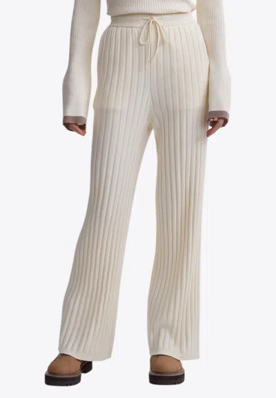 Varley Simeon Rib Knit Wide Pants In White