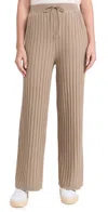 Varley Simeon Ribbed-knit Wide-leg Pants In Fungi