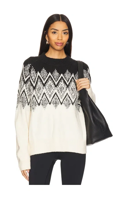 Varley Siren Relaxed Jacquard Sweater In Whitecap Grey Black Jacquard