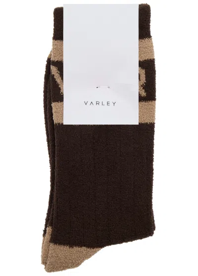 Varley Spencer Logo-intarsia Fleece Socks In Brown