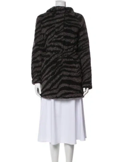 Pre-owned Varley Striped Coat In Black