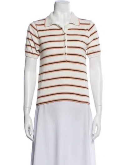 Pre-owned Varley Striped Crew Neck Sweater In Gray