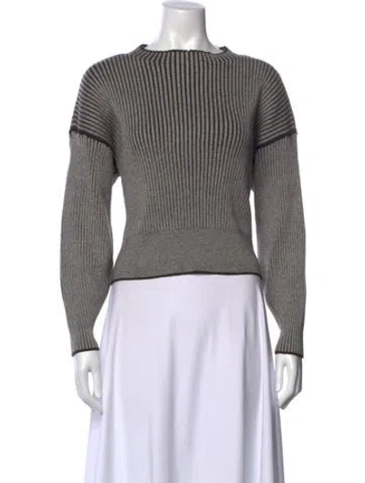Pre-owned Varley Striped Crew Neck Sweater In Gray