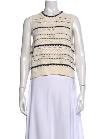 Pre-owned Varley Striped Crew Neck Sweater In Neutrals